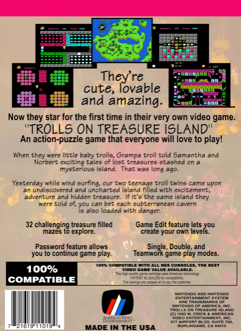 Trolls on Treasure Island (Homebrew) — Box back